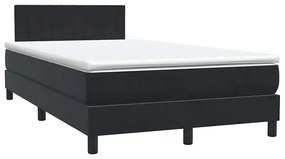 Κρεβάτι Boxspring με Στρώμα Μαύρο 1120x210 εκ. Βελούδινο - Μαύρο