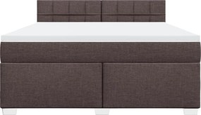vidaXL Κρεβάτι Boxspring με Στρώμα Σκούρο Καφέ 180x200 εκ Υφασμάτινο