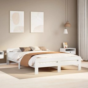 vidaXL Σκελετός Κρεβ. Χωρίς Στρώμα Λευκό 150x200 εκ Μασίφ Πεύκο