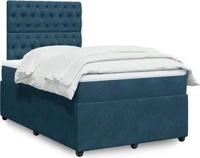 vidaXL Κρεβάτι Boxspring με Στρώμα Μπλε 120x200 εκ. Βελούδινο