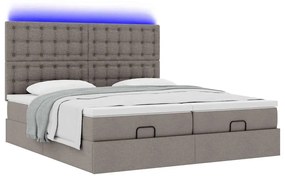 vidaXL Οθωμανικό κρεβάτι με στρώματα & LEDs Taupe 200x200cm ύφασμα