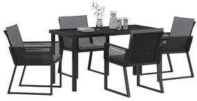 vidaXL Σέτ φαγητού για κήπο 5 pcs Μαύρο Πολυ ράταν