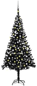 vidaXL Χριστουγεννιάτικο Δέντρο Τεχνητό LED/Μπάλες Μαύρο 240 εκ PVC