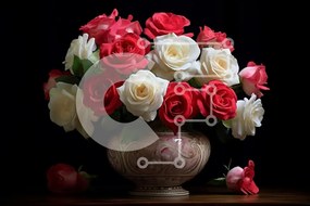 Intra Συλλεκτικό Ξύλινο Παζλ Plywood 4mm - Όμορφη εικόνα με τριαντάφυλλα σε ένα βάζο σε ένα τραπέζι Σε Ξύλινο Κουτί - Διαστάσεις: 10x10 cm – 25 κομμάτια