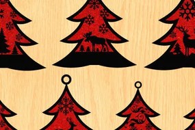 Σετ των 3 Intra απο ξύλο plywood 3mm-4mm πάχος κοπής με λέιζερ Χριστουγεννιάτικο Στολίδι Δίασταση 8x8 cm INTRAFABR-78950435