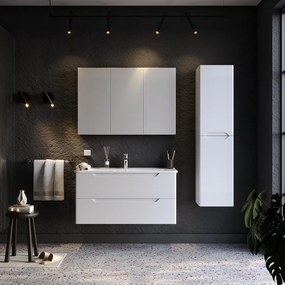 Σετ μπάνιου PERLA 100 MDF Λευκό Λάκα 105x46x145 εκ.