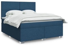 vidaXL Κρεβάτι Boxspring με Στρώμα Μπλε 180x200 εκ. Υφασμάτινο