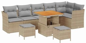 vidaXL Σετ Καναπέ Κήπου 9 pcs Μπεζ συνθετικό ρατάν