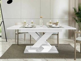 Τραπέζι Goodyear 103, Γυαλιστερό λευκό, 76x80x140cm, 56 kg, Επιμήκυνση, Πλαστικοποιημένη μοριοσανίδα | Epipla1.gr