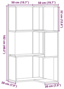 ΒΙΒΛΙΟΘΗΚΗ ΓΩΝΙΑΚΗ 3 ΕΠ. ΚΑΠΝΙΣΤΗ ΔΡΥΣ 50X50X102ΕΚ ΕΠΕΞ. ΞΥΛΟ 852595