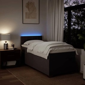 vidaXL Κρεβάτι Boxspring με Στρώμα Σκούρο Καφέ 100x200 εκ. Υφασμάτινο