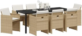 vidaXL Σέτ φαγητού για κήπο 9 pcs Μπεζ συνθετικό ρατάν