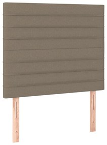 vidaXL Κρεβάτι Boxspring με Στρώμα &amp; LED Taupe 90x200 εκ. Υφασμάτινο