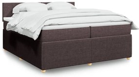 vidaXL Κρεβάτι Boxspring με Στρώμα Σκούρο Καφέ 200x200 εκ. Υφασμάτινο