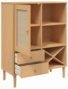 vidaXL Ντουλάπι Ψηλό SENJA Καφέ/Ρατάν 90x40x112 εκ. Μασίφ Ξύλο Πεύκου