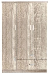 CLOSET Ντουλάπα Τετράφυλλη, 5 Ράφια, 2 Συρτάρια, Θέσεις για Κρεμάστρες, Απόχρωση Sonoma 120x50x180cm Ε8385,2