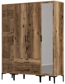 Ντουλάπα Τετράφυλλη Kumsal 845HCT5467 160x47,5x201,4cm Walnut Τετράφυλλη