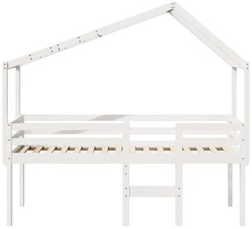 vidaXL Κρεβάτι Υπερυψωμένο με Οροφή Λευκό 90x190 εκ. Μασίφ Ξύλο Πεύκου