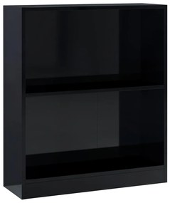 vidaXL Βιβλιοθήκη Γυαλιστερό Μαύρο 60x24x74,5 εκ. Επεξεργασμένο Ξύλο