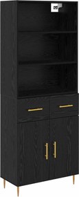 vidaXL Highboard Μαύρη Οξυά 69,5 x 34 x 180 εκ. Επεξεργασμένο Ξύλο