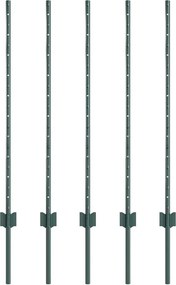 vidaXL Ενσωματωμένος Πόλος Φράχτη 5 pcs Πράσινο 140 cm