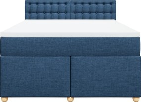 vidaXL Κρεβάτι Boxspring με Στρώμα Μπλε 140x200 εκ. Υφασμάτινο