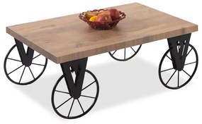 Τραπέζι σαλονιού Bike pakoworld χρώμα μαύρο-καρυδί 85x55x41εκ