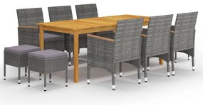 vidaXL Σετ Τραπεζαρίας Κήπου 11 τεμ. Γκρι