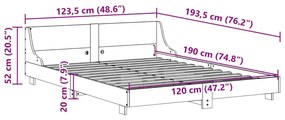 Σκελετός Κρεβατιού Χωρίς Στρώμα 120x190 εκ Μασίφ Ξύλο Πεύκου - Καφέ