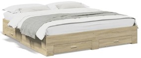 vidaXL Πλαίσιο Κρεβατιού με συρτάρια Sonoma Δρυς 200x200εκ. Επεξ. Ξύλο