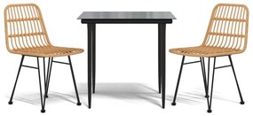 vidaXL Σετ Τραπεζαρίας Κήπου 3 Τεμαχίων από Συνθετικό Ρατάν