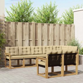 vidaXL Σειρά Καναπέ Εξωτερικού με μαξιλάρι 8 pcs Λευκό και Μπεζ