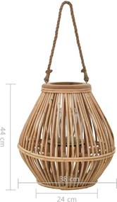 vidaXL κρεμαστό κερί φανάρι κάτοχος λυγαριά φυσικό