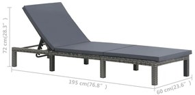 vidaXL Ξαπλώστρα Ανθρακί από Συνθετικό Ρατάν με Μαξιλάρι