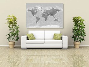 Εικόνα όμορφο ασπρόμαυρο παγκόσμιο χάρτη - 60x40