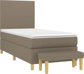 vidaXL Κρεβάτι Boxspring με Στρώμα Taupe 90x190 εκ.Υφασμάτινο