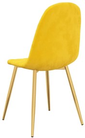 Καρέκλες Τραπεζαρίας 6 τεμ. Κίτρινο Μουσταρδί Βελούδινες - Κίτρινο