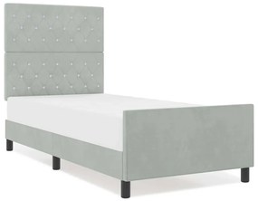 vidaXL Σκελετός Κρεβατιού Ανοιχτό γκρι 100 x 200 cm Βελούδο