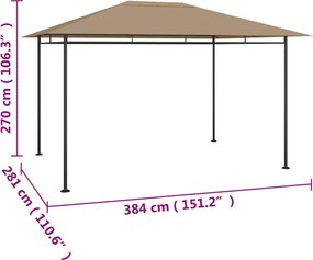 vidaXL Κιόσκι Taupe 384x281x270 εκ. 180 γρ./μ²