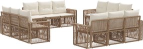 vidaXL Σετ Καναπέ Κήπου 12 pcs Μπεζ και Κρέμ συνθετικό ρατάν
