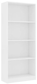 vidaXL Βιβλιοθήκη με 4 Ράφια Λευκή 60 x 24 x 142 εκ. από Επεξ. Ξύλο