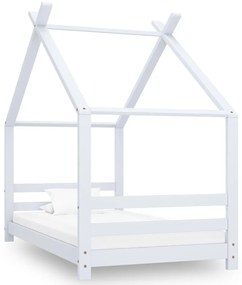 Πλαίσιο Κρεβατιού Παιδικό Λευκό 80 x 160 εκ. Μασίφ Ξύλο Πεύκου - Λευκό