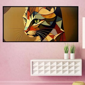 Πίνακας σε Plexiglass με Θέμα &#8220;Γάτα&#8221; σε μαύρη ξύλινη Κορνίζα - 80cmx50cm