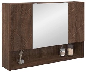 vidaXL Ντουλάπα Καθρέφτη Καφέ δρυς 80 x 17 x 55 εκ Επεξεργασμένο ξύλο