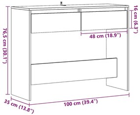 Τραπέζι Κονσόλα Παλαιό Ξύλο 100x35x76,5 εκ. Επεξεργασμένο Ξύλο - Καφέ