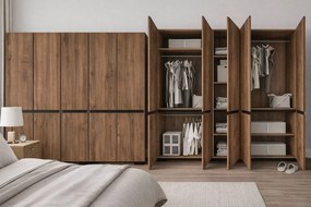 Ντουλάπα Καρυδί / Ανθρακί DREGIU 225x52x212