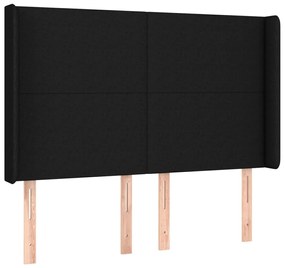 vidaXL Κρεβάτι Boxspring με Στρώμα &amp; LED Μαύρο 140x200 εκ. Υφασμάτινο