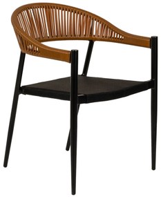 Πολυθρόνα Κήπου ArteLibre LIVINGSTONE Μαύρο/Καφέ Αλουμίνιο/Rattan 56x55x76cm-14840008