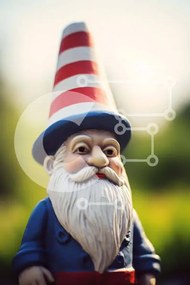 Intra Συλλεκτικό Ξύλινο Παζλ Plywood  4mm - Παιχνίδι Gnome με κόκκινο, λευκό και μπλε ριγέ καπέλο Σε Ξύλινο Κουτί - Διαστάσεις Puzzle: 10x10 cm – 25 κομμάτια