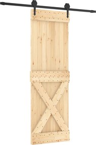 vidaXL Συρόμενη Πόρτα Φυσικό και Μαύρο 70 x 210 cm